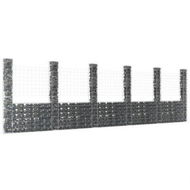 Detailed information about the product U-shape Gabion Basket with 6 Posts Iron 620x20x200 cm