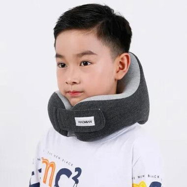 U-Shaped Travel Pillow for Kids and Children, Memory Foam Pillow, for Travel, Cervical, Airplane, Neck Cushion Color Grey