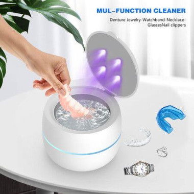 Ultrasonic UV Cleaner For Dentures Aligner Retainer Whitening Trays Night Dental Mouth Guard Toothbrush Head Jewelry DiamondsRings