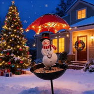 Detailed information about the product Umbrella Snowman Solar Light Metal Outdoor Garden Bird Feeder Lawn Light Ideal For Outdoor Gardens And Festive Decorations
