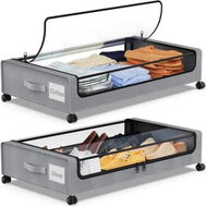Detailed information about the product Under Bed Storage with Wheels,2Pack Under Bed Storage Containers,Under Bed Shoe Storage Organizer with Clear Window&Label,Rolling Under Bed Storage Metal Drawer