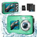 Underwater Camera 4K UHD 48MP Waterproof with Dual Screens 16X Zoom Selfie Fill Light Snorkeling 64GB Card Green. Available at Crazy Sales for $99.99