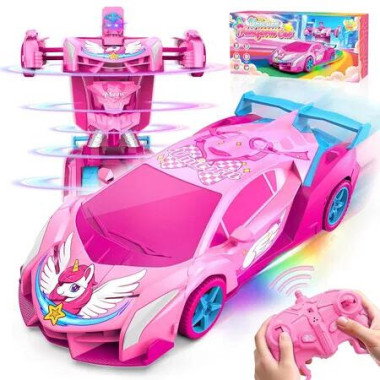 Unicorn Transform RC Cars for Girls Toys with Rainbow Eyes and Underbody Lights, Kids Toys Birthday Gifts for 3 to 12 Year Old Girls