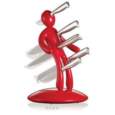 Unique Knife Holder Creative Humanoid Tool Holder Without Knives Fun Kitchen Gadget Red