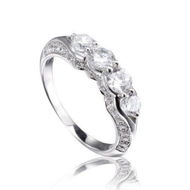 Detailed information about the product Unique Milky Way Ring 4 Stone Abreast Sterling Silver Engagement Wedding Gift