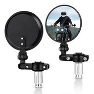 Detailed information about the product Universal 3' Round Motorcycle Mirrors: Folding Bar End Side Mirrors Compatible with Honda, Yamaha, Kawasaki, and More