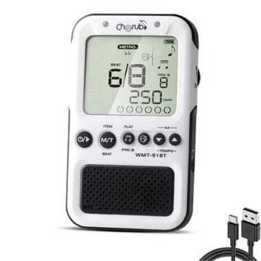 Universal Digital Metronome with USB Cable Volume Adjustable with Headphone Jack for Piano, Guitar, Flute, Violin, Drum and all other instruments, White