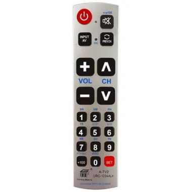 Universal Remote Big Button A-TV2 LG Vizio Sharp Zenith Panasonic Philips RCA Battery Ready No Programming Television Control