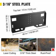 Detailed information about the product Universal Skid Steer Mount Plate 3/16' Thick Skid Steer Plate Attachment 3000LBS Weight Capacity Quick Attach Mount Plate Adapter Loader with Holes