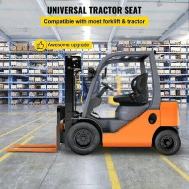 Universal Tractor Seat With Retractable Seat Belt Switch, Forklift Seat, Lawn Mower Seat, Equipment Seat Compatible With Hyster, Tcm, Mitsubishi, And Nissan , Black