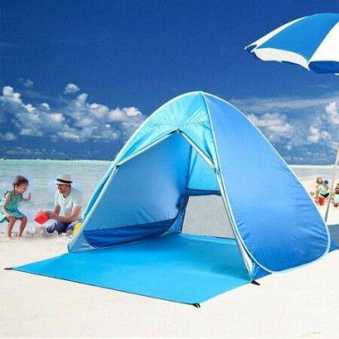 UPF 50+ Easy Pop-up Beach Tent Portable Sun Shade Sport Shelter Camping Shelter Beach Umbrella For Outdoors With Carry Bag Color Blue.