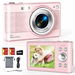 Upgrade Digital Camera,56MP FHD 1080P Camera with 16x Zoom Anti Shake,Kid Camera with 32GB TF Card,Two Batteries,Compact Small Camera (Pink). Available at Crazy Sales for $49.99