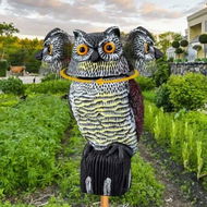 Detailed information about the product Upgraded 360Â° Motion-Activated Owl Decoy to Repel Frighten Birds and Squirrels for Garden Yard