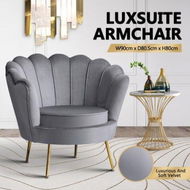 Detailed information about the product Upholstered Velvet Accent Armchair Lounge Chair Soft Single Sofa Dining Chair Grey