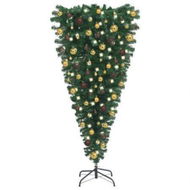 Detailed information about the product Upside-down Artificial Christmas Tree with LEDs&Ball Set 210 cm