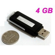 Detailed information about the product UR08 USB 2.0 Rechargeable Flash Drive Voice Recorder - Black (4GB)