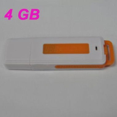 UR08 USB 2.0 Rechargeable Flash Drive Voice Recorder - Orange (4GB)