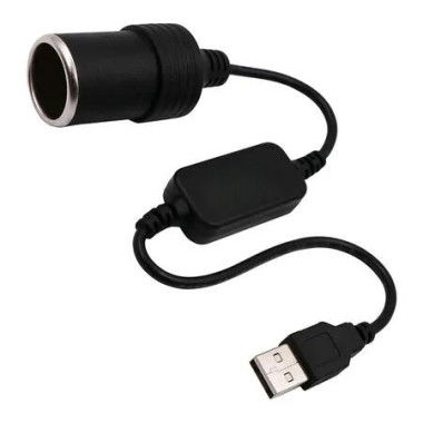 USB A Male to 12V Car Cigarette Lighter Socket Female Converter Cable, 30CM, 8W Max