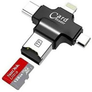 Detailed information about the product USB Card Reader For iPhone 4 In 1 Micro SD TF Reader Type C Lightning OTG Hub Adapter For iOS Android Windows Black