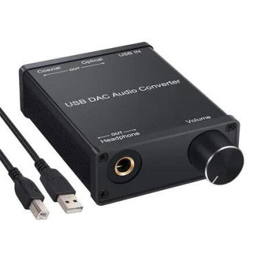 USB DAC and Headphone Amplifier, Coaxial, Optical, 6.35mm Headphone Output, USB to Coaxial S PDIF Digital to Analog Converter