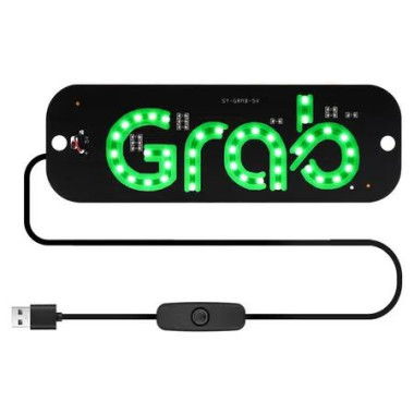 USB LED Light Sign for Drivers,Windshield Taxi Sign with Scrolling Display,Easy Suction Cup Installation for Cars,Trucks,SUVs (Grab)