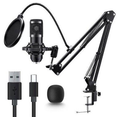 USB Microphone Professional 192kHz/24Bit Plug & Play PC Computer Condenser Cardioid Mic Kit With Sound Advanced Chipset For Streaming Podcast Studio Recording And Games.