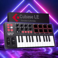 Detailed information about the product USB MIDI Keyboard Controller Portable OLED 25 Semi Weighted Keys 8 Drum Pads 8 Knobs Cubase LE Software DJ Music Production Modulation Pitch Bend