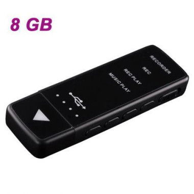 USB801 Rechargeable High-Definition Recorder + MP3 Player - Black (8GB)