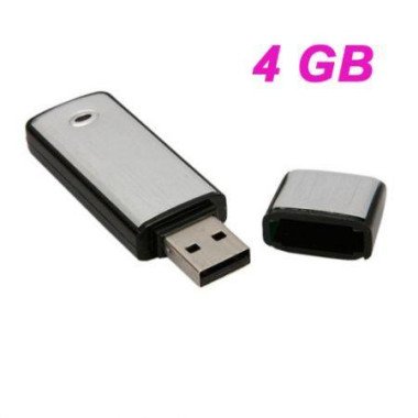V01 Mini U Disk Digital Voice Recorder Keychain - Black (4GB)