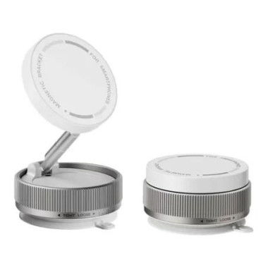 Vacuum Magnetic Phone Holder 360 Degree Rotatable Suction Cup Phone Mount,Foldable Vacuum Strong Magnet Cell Phone Stand for Car Smooth Surface(White)