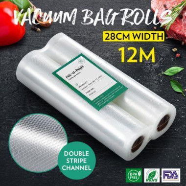 Vacuum Sealer Bags 2 Rolls 28cm*600cm FoodSaver Sous Vide Double-Sided Twill Bag For Vacuum Sealers.