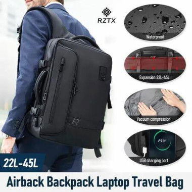 Vacuum Travel Backpack Carryon Luggage Compression Bag Rucksack Men Laptop Vac Pack Work Business Expandable USB Charging Port