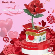 Detailed information about the product Valentines Day Series 520 Eternal Love Rose Music Box Building Blocks DIY Confession Toys For Lover Girls Gifts