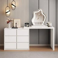 Detailed information about the product Vanity Dressing Table Dresser LED Lighted Makeup Mirror 3 Colour Lights 6 Drawer Chest Computer Writing Desk Adjustable Modern White Bedroom Furniture