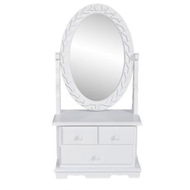 Detailed information about the product Vanity Makeup Table With Oval Swing Mirror MDF