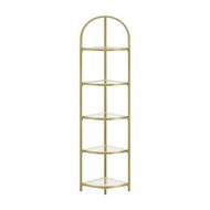 Detailed information about the product VASAGLE 5 Tier Corner Ladder Bookshelf Tempered Glass Modern Style Golden Color