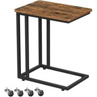 Detailed information about the product VASAGLE End Table Side Table Coffee Table with Steel Frame and Castors Rustic Brown and Black