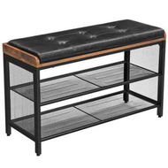 Detailed information about the product VASAGLE Shoe Bench Padded Bench with Mesh Shelf Shoe Rack Brown Black