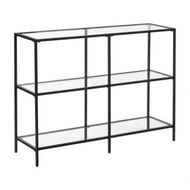 Detailed information about the product VASAGLE Storage Rack Console Sofa Table with 3 Shelves Steel Frame Tempered Glass Shelf Modern Style Black