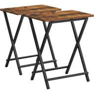 Detailed information about the product VASAGLE TV Tray Set of 2 Folding Tables Rustic Brown and Black