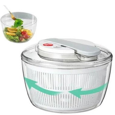 Vegetable Dryer Salad Spinner Hand Press Spinner Machine Vegetables Strainer,Salad Making Bowl High-Speed Rotation Mixer for Chilli,Spinach,Tomatoes(White)