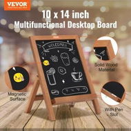 Detailed information about the product VEOVR Tabletop Chalkboard Sign 356x254 mm Message Signs with Chalks Freestanding Framed Memo Board Vintage Wooden Magnetic Chalk Board Rustic Brown