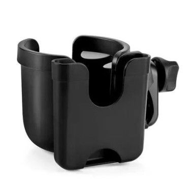 Versatile 2-in-1 Cup and Phone Holder - Fits Strollers, Bikes, Wheelchairs, Walkers, and Scooters (Black)