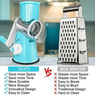 Detailed information about the product Versatile Rotary Cheese Grater and Vegetable Slicer with Interchangeable 3 Blades for Effortless Food Prep(Blue)