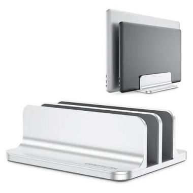 Vertical Laptop Stand, Double Desktop Stand Holder with Adjustable Dock Up to 17.3 inch, Fits All MacBok, Surface, Samsung, HP, Dell, Chrome Book