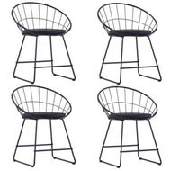 Detailed information about the product VidaXL Dining Chairs With Faux Leather Seats 4 Pcs Black Steel