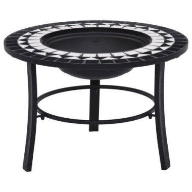 VidaXl Mosaic Fire Pit Black And White 68cm Ceramic