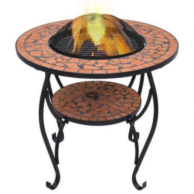 VidaXL Mosaic Fire Pit Table Terracotta 68 Cm Ceramic