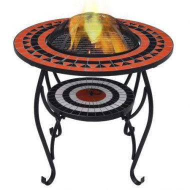 VidaXL Mosaic Fire Pit Table Terracotta And White 68 Cm Ceramic