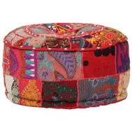 Detailed information about the product VidaXL Patchwork Pouffe Round Cotton Handmade 40x20 Cm Red